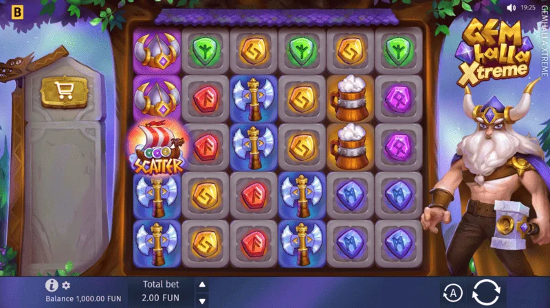 Gemhalla Xtreme - game screen with the reels